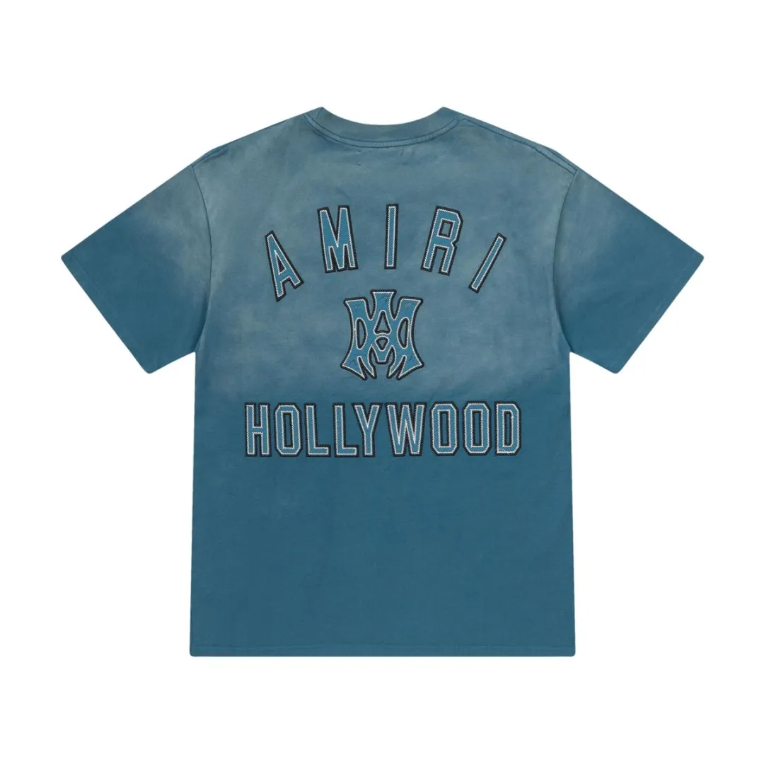 8015#P170amiri washed patch with embroidered logo, made of 300g fabric, color: black, lake blue. Size: S M L XL