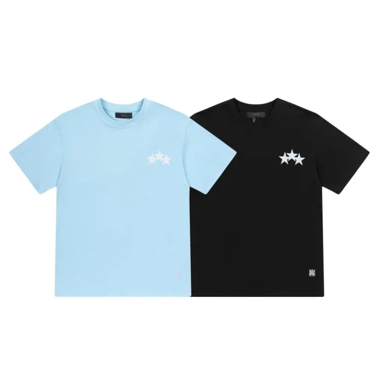 8005#P146, AMIRI star small embroidery logo, color: black, sky blue, size: S M L XL