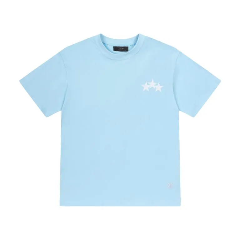 8005#P146, AMIRI star small embroidery logo, color: black, sky blue, size: S M L XL