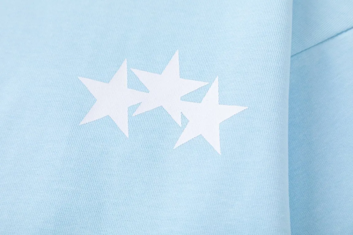8005#P146, AMIRI star small embroidery logo, color: black, sky blue, size: S M L XL