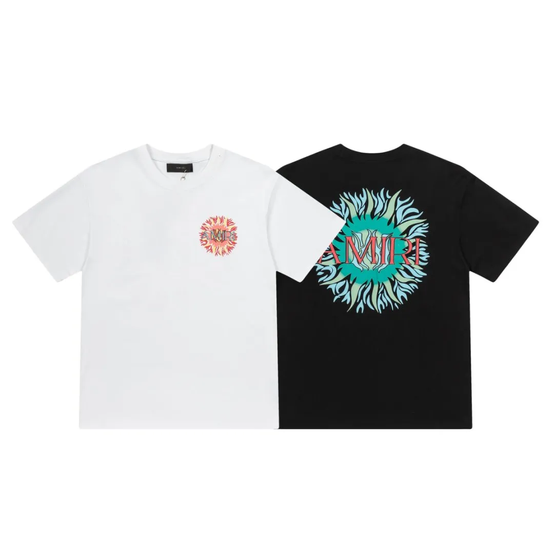 8001#P140amiri colorful printed logo, made of 300g fabric, color: black, white. Size: S M L XL