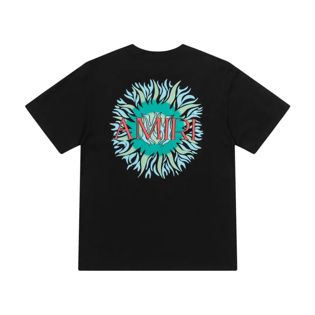 8001#P140amiri colorful printed logo, made of 300g fabric, color: black, white. Size: S M L XL