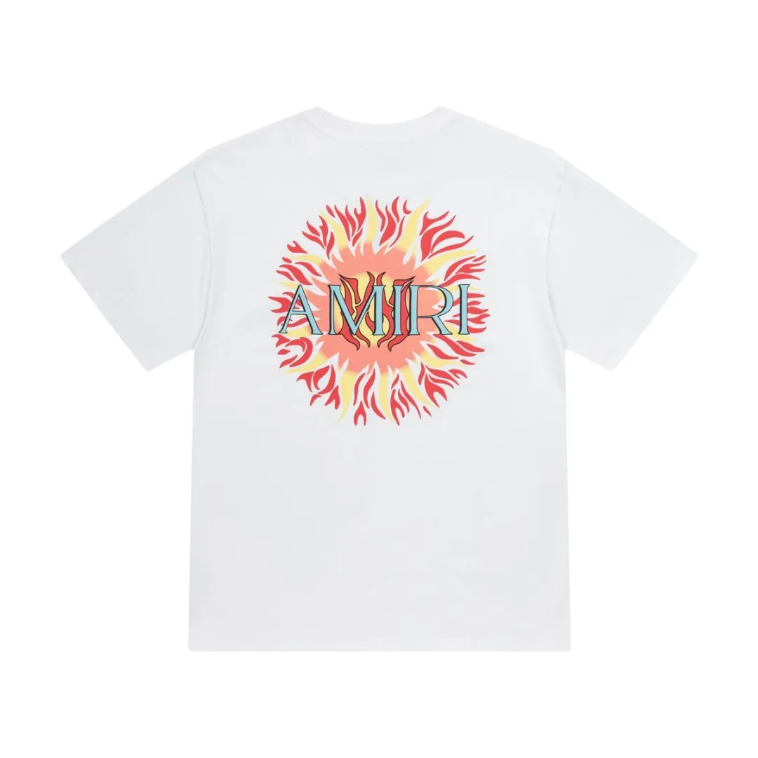 8001#P140amiri colorful printed logo, made of 300g fabric, color: black, white. Size: S M L XL
