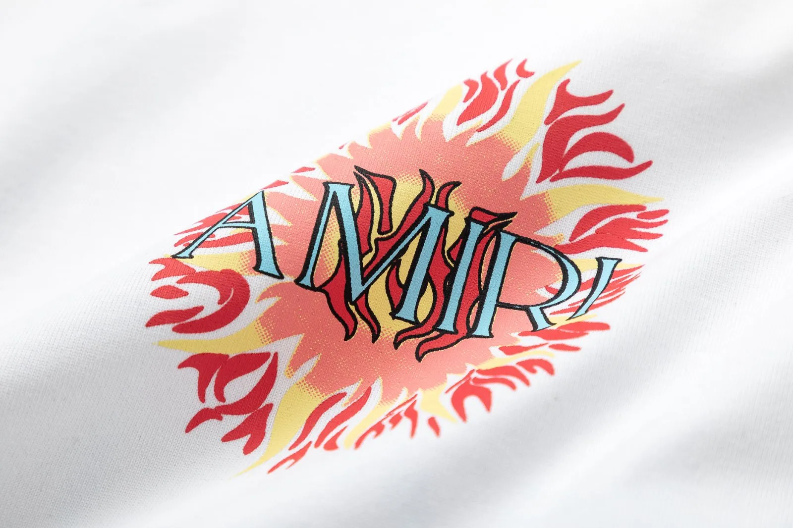 8001#P140amiri colorful printed logo, made of 300g fabric, color: black, white. Size: S M L XL