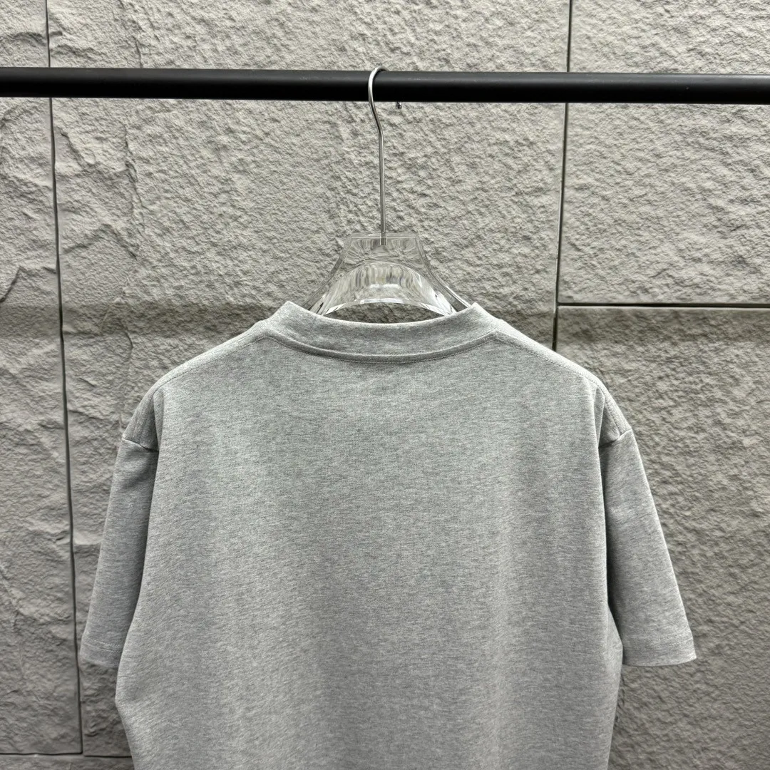 🅿️180 Ami* 2025 spring and summer new style Ami letter flocking technology Customized double yarn plain cotton fabric Short-sleeved T-shirt Uniform for men and women Color: black white floral gray Size: S (90-130 catties) M (120-150 catties) L (140-165 catties) XL (160-180 catties) XXL (180-210 pounds)