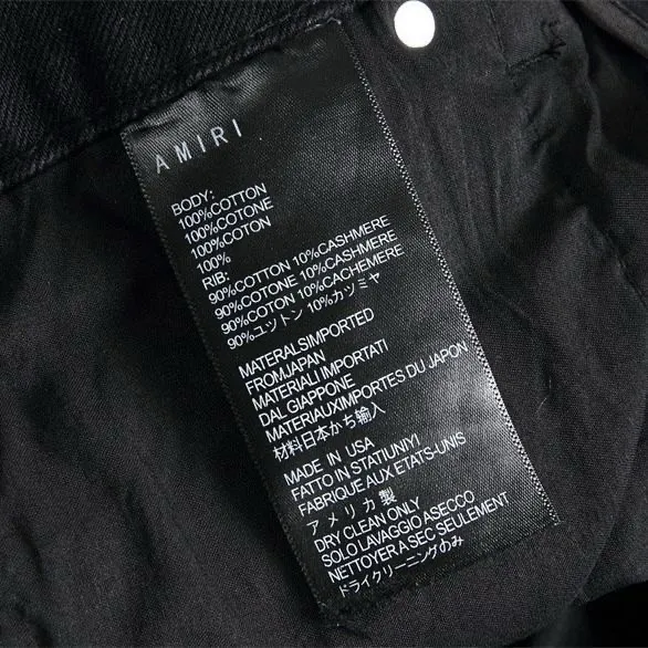 #M70 P168💰 AMIRI patch embroidery jeans trousers AMIRI high street basic ripped tight elastic jeans trousers amiri brand jeans break the production process and cutting of the original jeans, the fabrics are softer and more comfortable Hand-sewn collar label Customized logo buttons Genuine leather tag Color: Picture color Size: 30-32-34-36