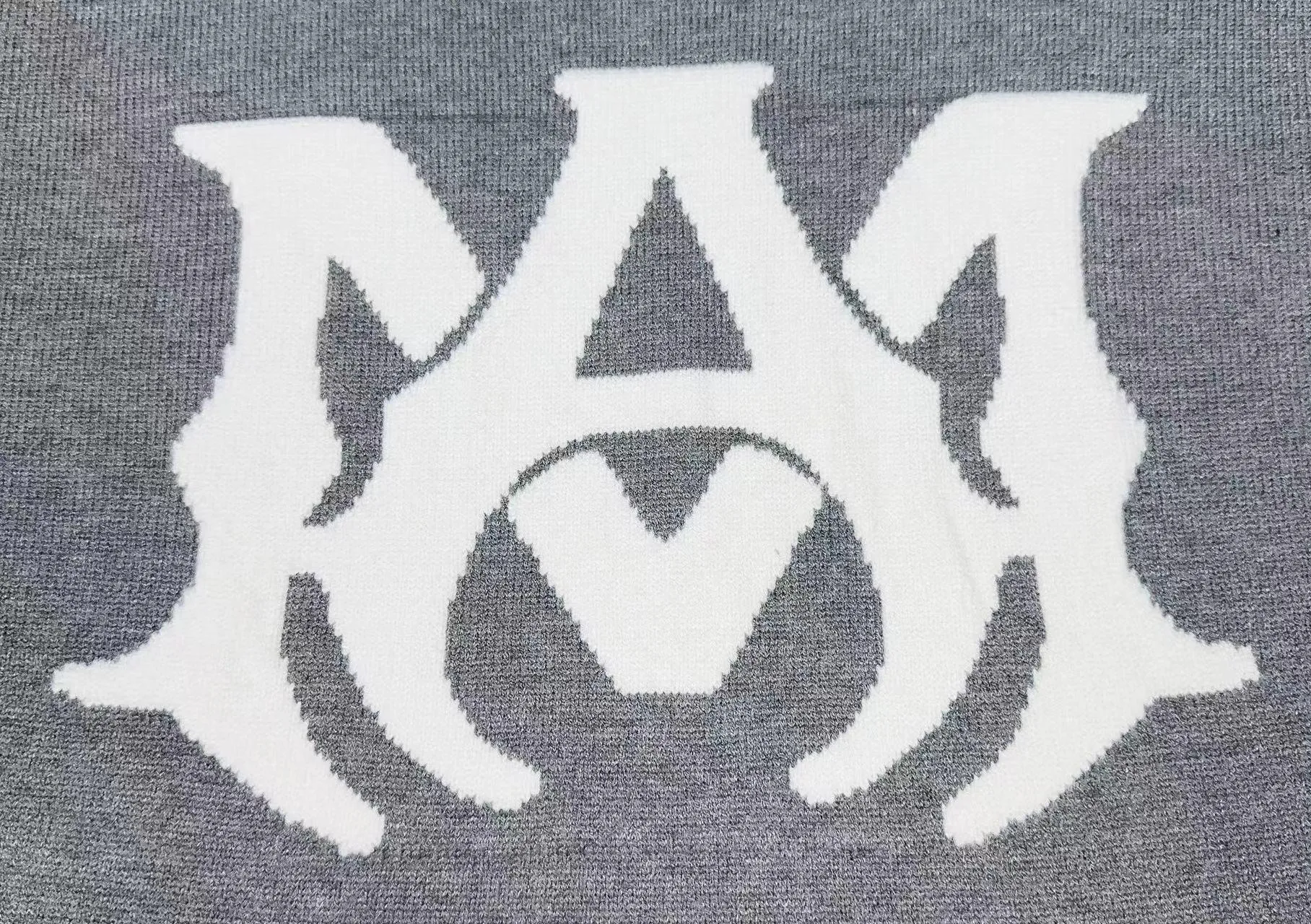 P190 🎉AMIRI new short-sleeved sweater, letter jacquard on the chest, exclusive large logo jacquard on the back, color: gray black number: S M L XL XXL