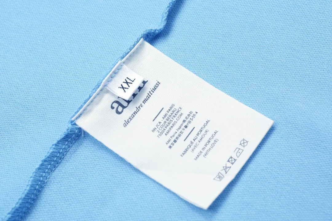 🅿️190 ami 2025 new love embroidered logo couple style casual polo shirt ·Customized pique cotton fabric ·Imported Tajima machine embroidery technology ·Collar label, hangtag, main mark and three labels complete Color: sky blue Size: M-XXXL