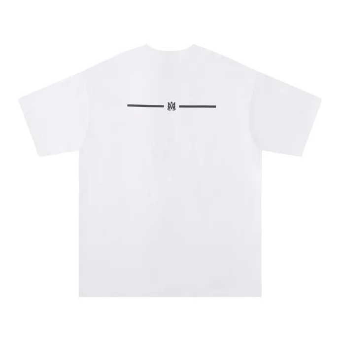 Style number: 668 P114 Fabric: 260g double yarn AMIRI 2025 spring and summer new logo round neck T-shirt high street men and women loose classic letter sword short sleeves Color: black white Size: S M L XL