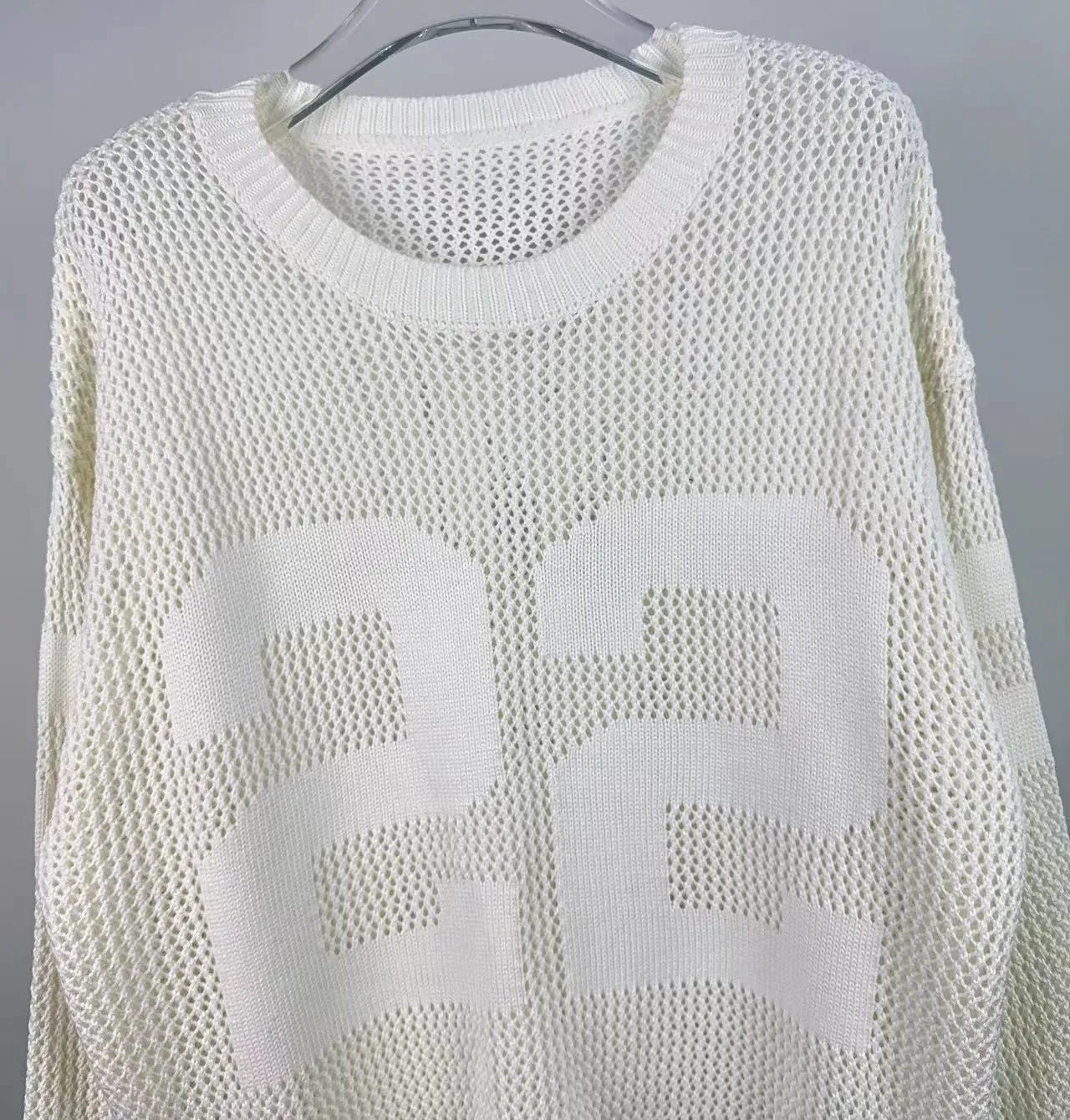 P260 AMIRI new sweater, front and back logo jacquard, 🈵 body hollowed out with heavy craftsmanship, color: black, pearl white, size: S M L XL XXL