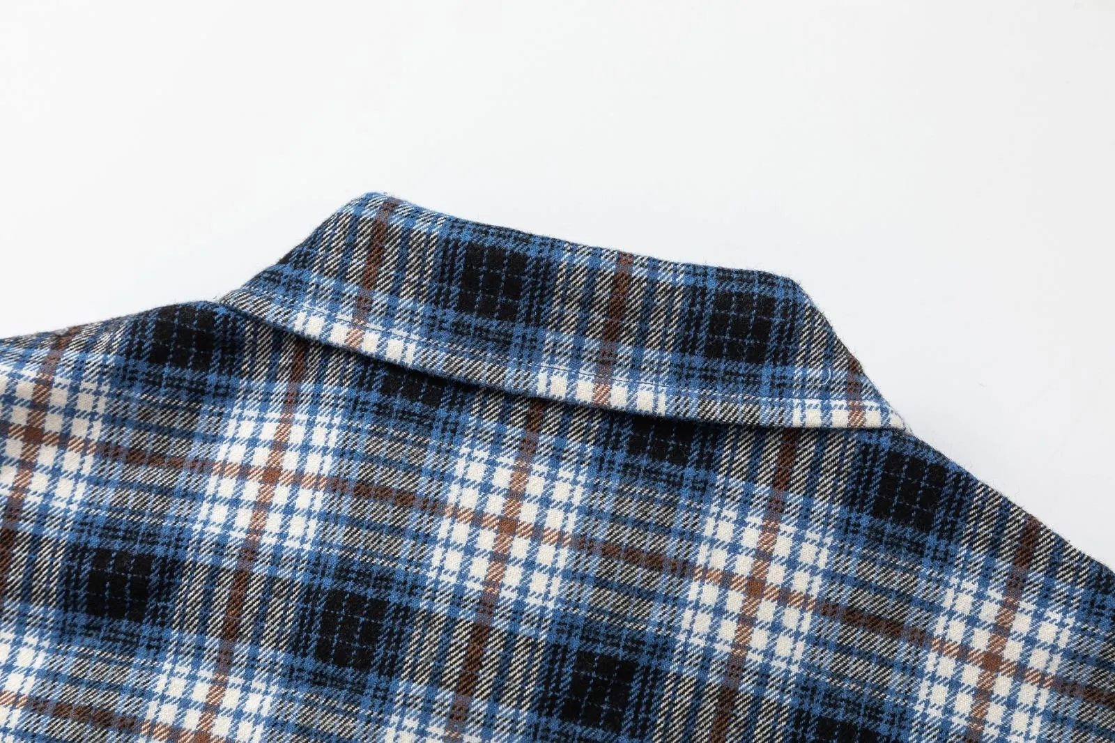 7097-1#P300AMIRI hardware logo, casual plaid shirt with acid splash raw edge technology, color: blue, size: S M L XL