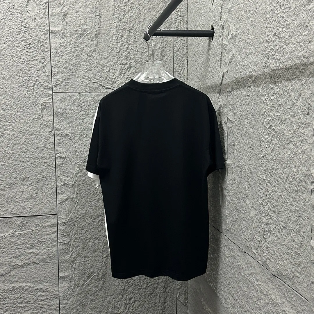 🅿️180 Ami* Love Embroidery 2025 Spring and Summer New Love Tower A embroidered letter pattern Customized double yarn plain cotton fabric Short-sleeved T-shirt Uniform for men and women Color: White Angora Red Black Size: S (90-130 catties) M (120-150 catties) L (140-165 catties) XL (160-180 catties) XXL (180-210 pounds)
