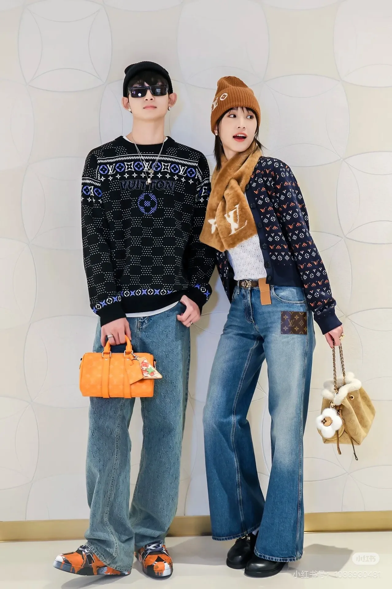 Upper Body Effects Size Chart LV Jacquard Sheep Wool Pullover Sweater This pullover is made from responsibly sourced sheep wool. It outlines the classic pattern and brand logo jacquard texture on the deep background, and then reinvents the Fair Isle sweater with a soft dropped shoulder design. Wear it over a ski jacket or light up the campfire.  Standard fit All-over LV Fair Isle jacquard with Damier and Monogram details Vuitton logo jacquard in the center