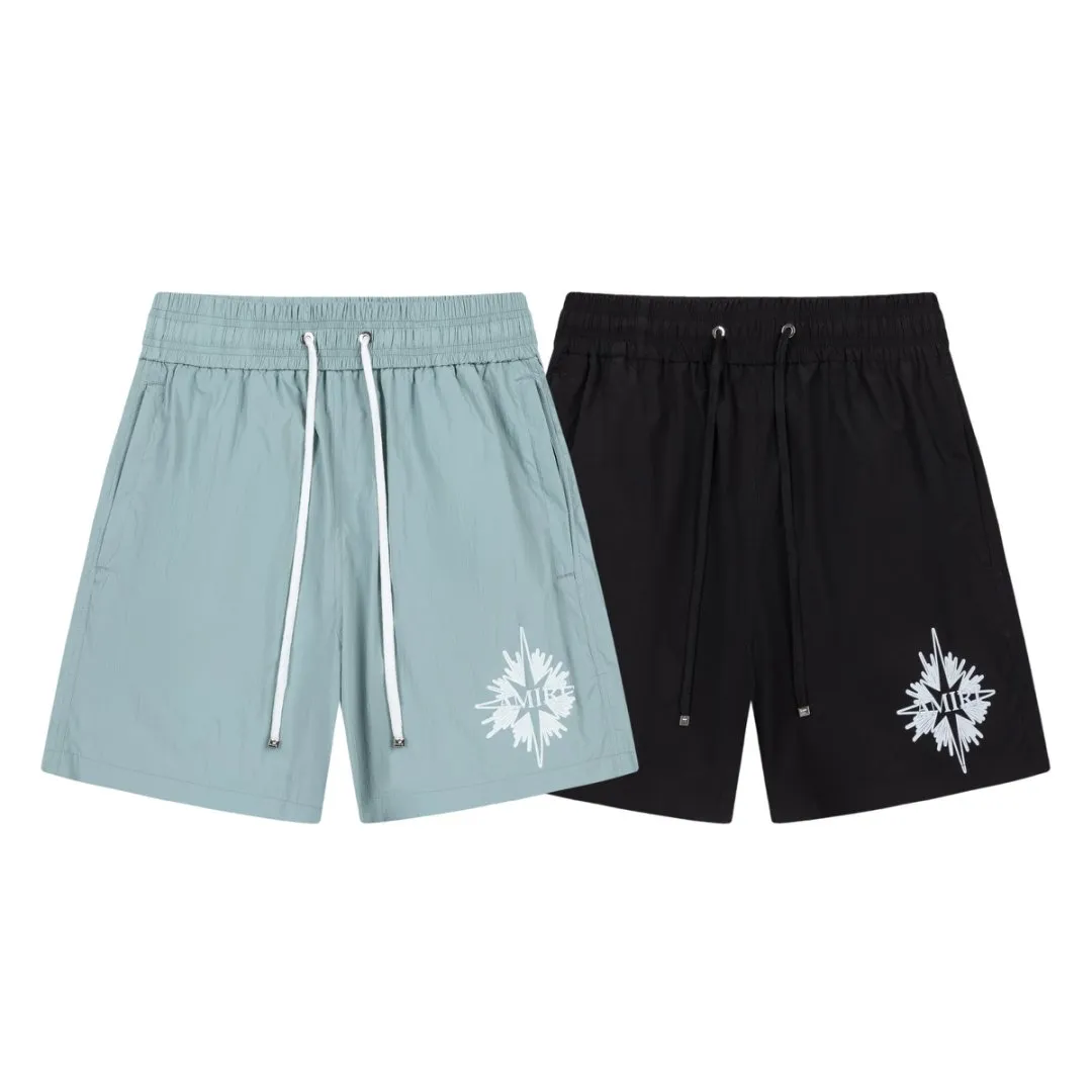 DK020#P220, AMIRI printed logo, cool and skin-friendly casual sports beach pants, color: black, green, size: S M L XL