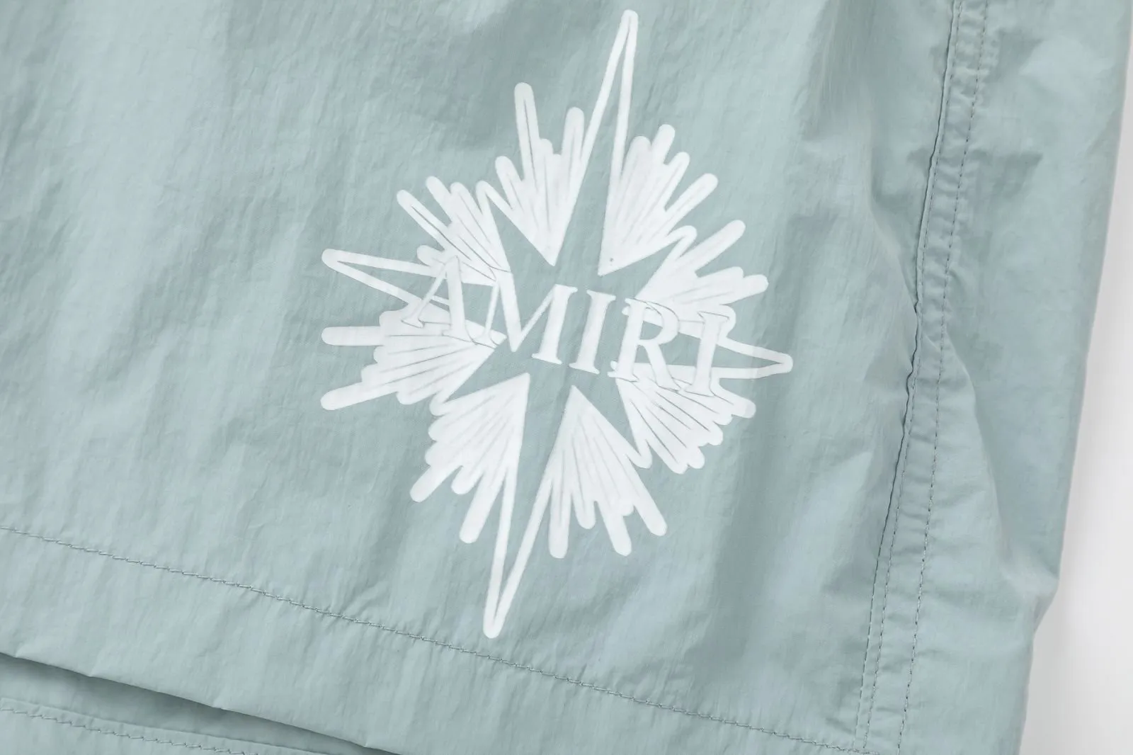 DK020#P220, AMIRI printed logo, cool and skin-friendly casual sports beach pants, color: black, green, size: S M L XL
