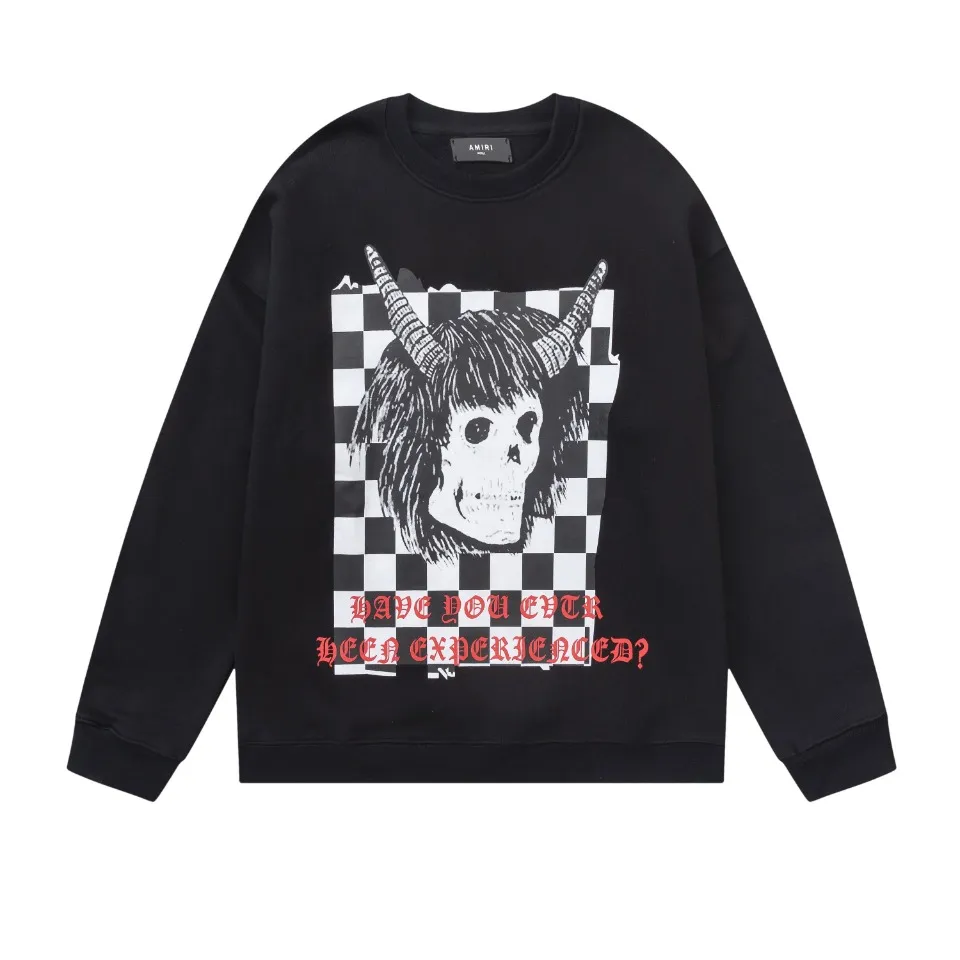7042#P240 [WESLANG co-branded] AMIRI 2022 autumn and winter new men's clothing series cotton printed sweatshirt. Color: black. Size: S M L XL