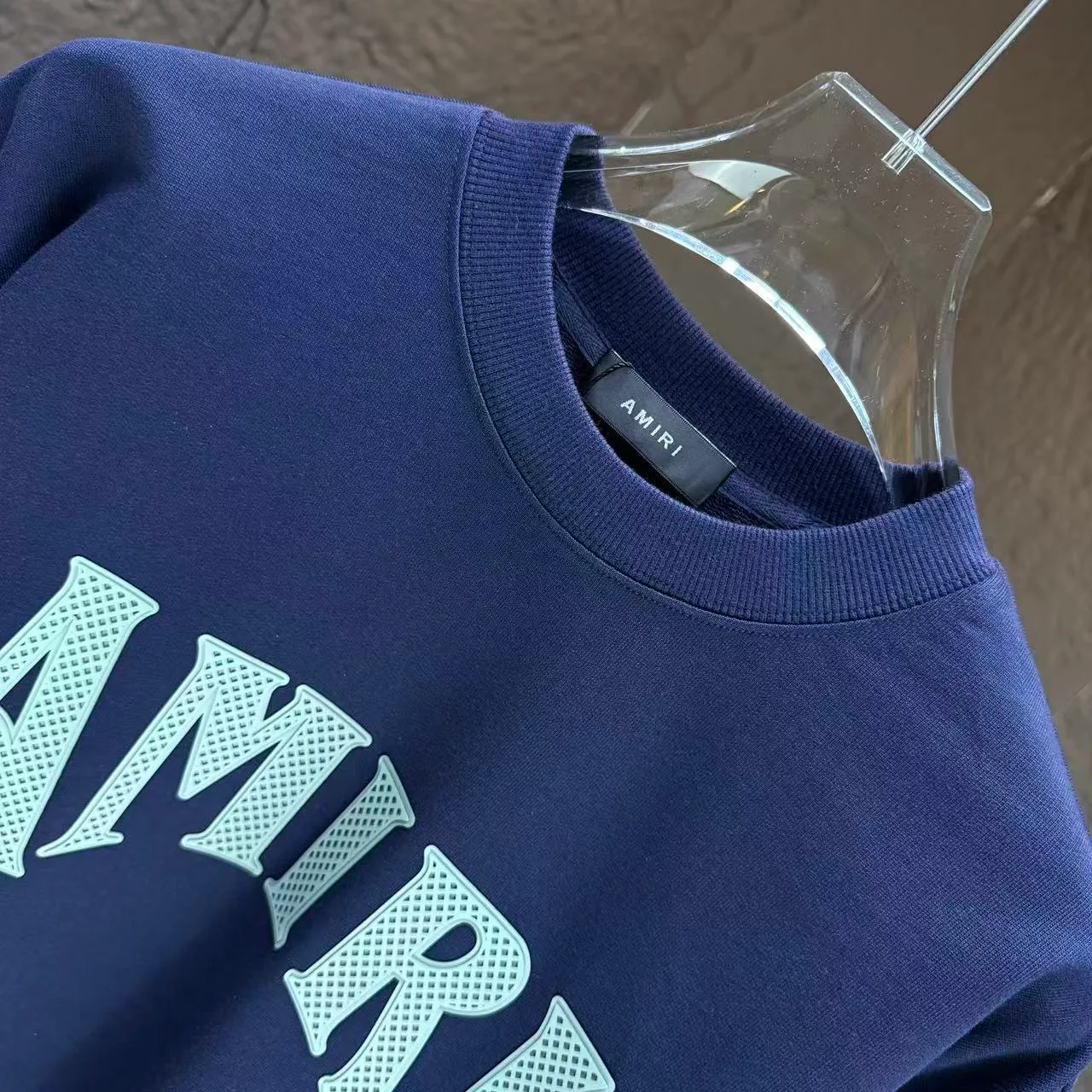 P210 AMIRI* 2025 autumn and winter new round neck sweatshirt 400g terry cotton letter logo lettering film thick plate glue Color: black white blue purple code number: S M L XL XXL