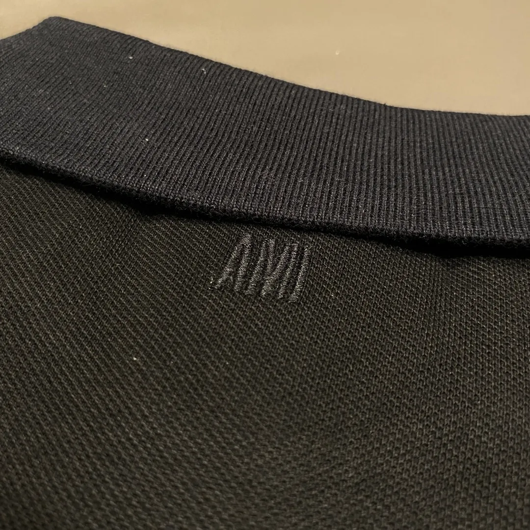 🅿️250 AMI Amy 24AW Heart♥️A small love logo embroidery, Japanese three-dimensional embroidery, spring and autumn long-sleeved super handsome POLO shirt, same style for men and women smlxl