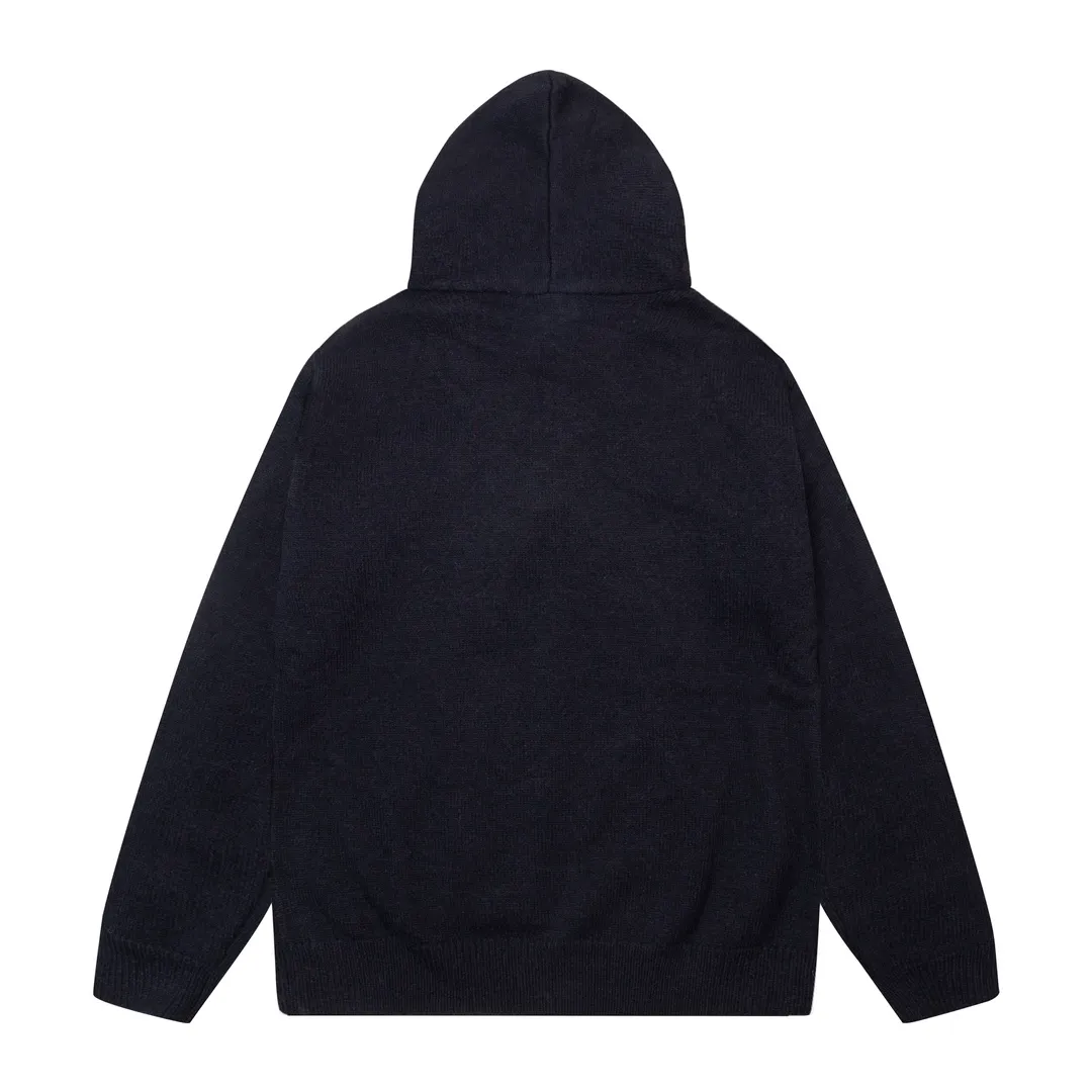 P340 AMIRI new letter logo jacquard, tassels damaged hole hooded sweater Color: apricot gray red black Size: S M L XL XXL