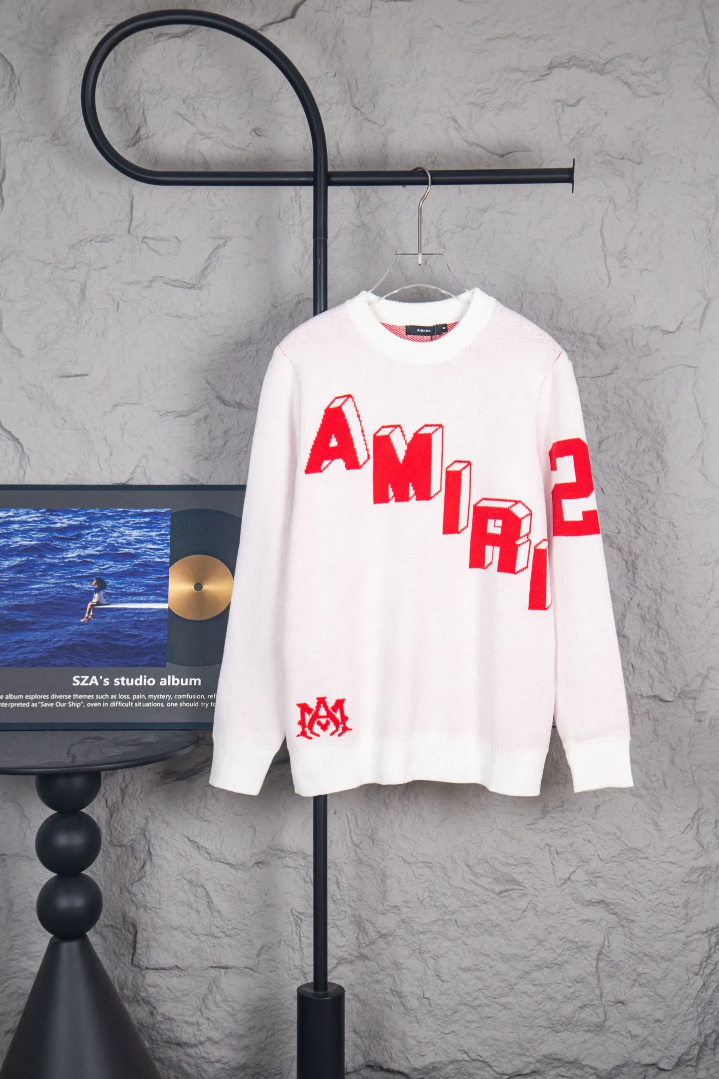 P240 AMIRI Emile 3D letter number 22 long-sleeved sweater with jacquard logo on the front and back Size: S-XL