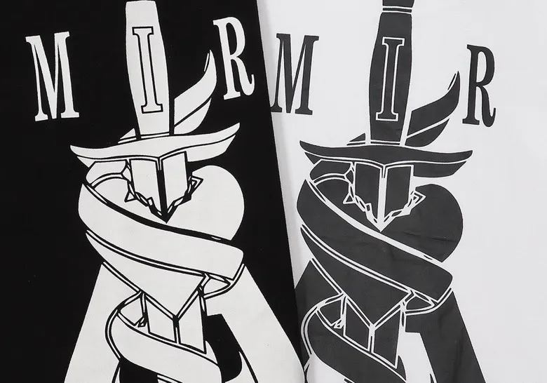 Style number: 667 P114 Fabric: 260g double yarn AMIRI 2025 spring and summer new logo round neck T-shirt high street men and women loose classic letter sword short sleeves Color: black white Size: S M L XL
