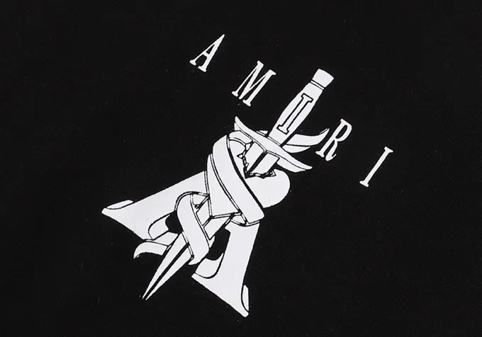 Style number: 667 P114 Fabric: 260g double yarn AMIRI 2025 spring and summer new logo round neck T-shirt high street men and women loose classic letter sword short sleeves Color: black white Size: S M L XL