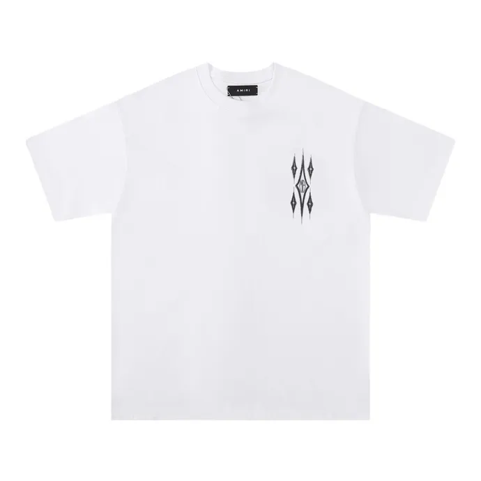 Style number: 676 P120 Fabric: 260g double yarn AMIRI 2025 spring and summer new logo round neck T-shirt high street unisex style loose classic letter short sleeves Color: white black Size: S M L XL
