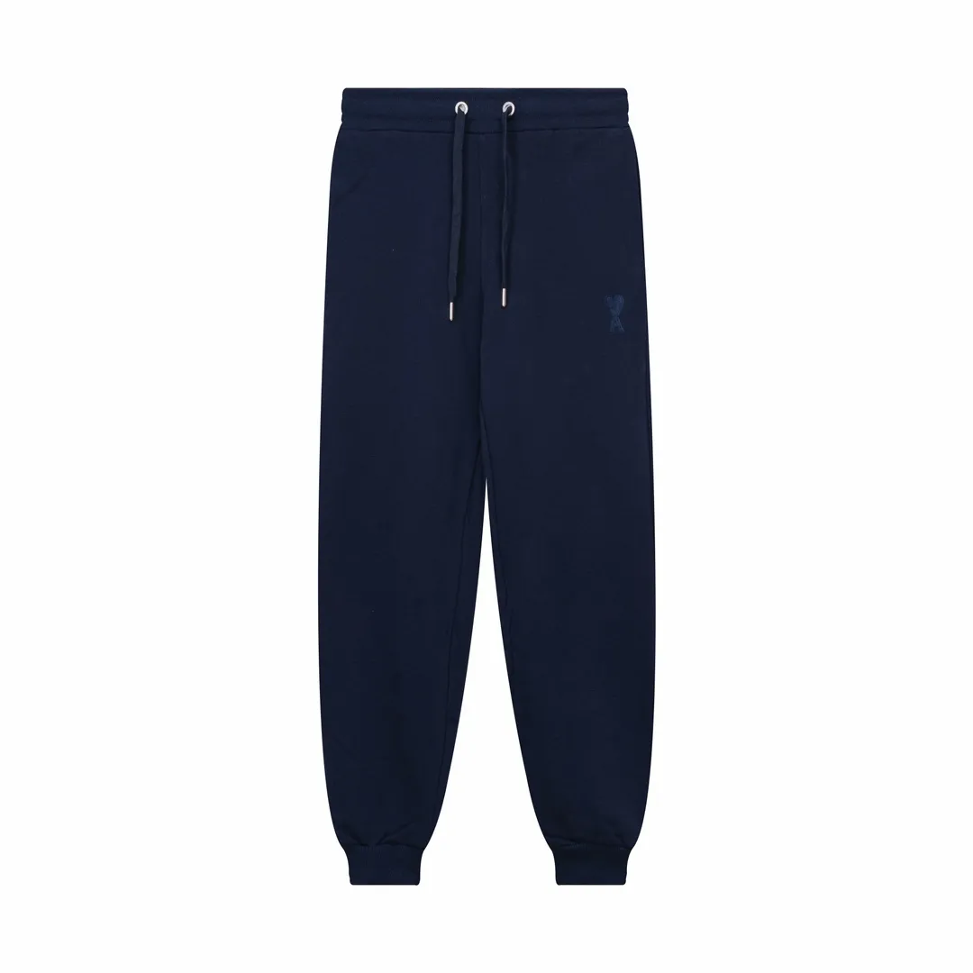 CY510# Ami Paris 2023 new medium love towel embroidered spring and summer new red love sports casual trousers drawstring sweatpants Customized 400g pure cotton fabric, same style for men and women Color: black white candy pink sky blue floral gray vanilla apricot Baolan Size: S-XL