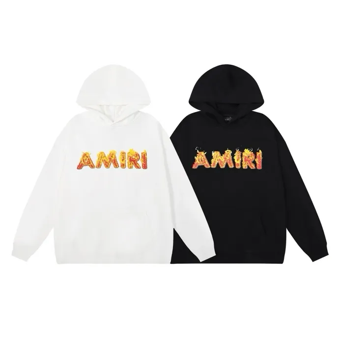 Style number: 866 P220 Fabric: 360g pure cotton terry sweatshirt AMIRI 2025 autumn and winter new logo hooded terry sweatshirt high street unisex loose classic letter jacket Color: Black White Size: S M L XL