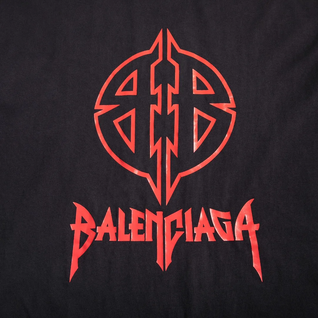 🅿️160 9103# Detailed picture Top version [[BALENCIA*GA] Official website quality Paris new classic letter LOGO printed short-sleeved T-shirt OS version Loose dropped shoulders Unisex style Fabric: 260 grams 100% cotton double yarn Technology: Front and rear panels left and right sleeve printing Garment wash Shape solid Color: Gray blue White Size: XS S M L