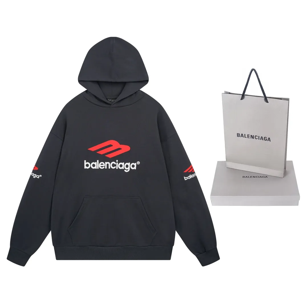 🅿️316 Detailed pictures [Top version. Official website quality] BALENCI*GA/Paris BALENCI*GA#2024 latest model, large letter LOGO icon embroidered hooded sweatshirt. Brick cabinet synchronization. Develop and develop genuine products at the first time. Embroidery. All colors are on the same board. Welcome to compare! The fabric is made of Paris ZP custom-woven and dyed cotton double-yarn large parka. The weight is 450 grams. The cloth surface is clean. The cloth pattern is clear. It is soft and comfortable. It has good color fastness and is not easy to change color. The threads are woven and dyed with no color difference. The embroidery is done using an imported Tajima embroidery machine, with a three-dimensional effect and clear lines. There are no burrs and miscellaneous threads, and the embroidery is of ultra-high craftsmanship. The version adopts OS loose shoulder design. Same style for men and women. Code: BL238006 Color: dark blue gray, white Size: XS S M L