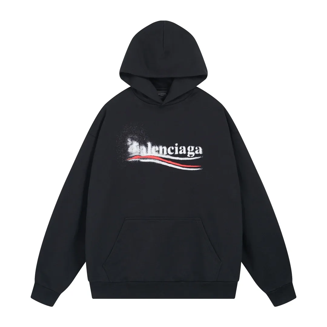 🅿️300 real photos [Top version. Official website quality] BALENCI*GA/Paris. 2024 new classic letter LOGO printed graffiti hooded sweatshirt. Brick cabinets are synchronized. Genuine products are developed at the first time. All fabric colors are available. Printed Y boards are customized. Enjoy printing and comparison! The fabric is made of Paris ZP custom-woven and dyed cotton terry sweatshirt. Weighing 460 grams, the cloth surface is clean. The cloth pattern is clear, soft and comfortable. The threads are dyed with no color difference. The classic LOGO uses environmentally friendly imported materials to print graffiti, and the dot direct spray process creates a three-dimensional effect. Restore brick cabinets, adopt OS loose shoulder style. Same style for men and women. Code: BL238930 Color: black and blue, off-white, size: XS S M L