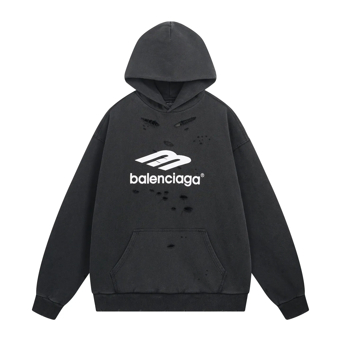 🅿️372 Actual pictures [Top version. Official website quality] BALENCI*GA/Paris BALENCI*GA#25 new model, 3M classic LOGO printed on the chest, washed and worn hooded sweatshirt. Brick cabinet sync. Wash water super heavy process. Welcome to compare. The fabric is made of Paris ZP custom-woven and dyed cotton terry sweatshirt. The weight is 460 grams. The cloth surface is clean. The cloth pattern is clear. It is soft and comfortable. It has good color fastness and is not easy to change color. The threads are woven and dyed with no color difference. The printing uses imported environmentally friendly materials and the letters are three-dimensional. Comparisons welcome. Restore brick cabinet. The version adopts OS loose shoulder style. Same style for men and women. Code: BL258961 Color: Washed black, washed blue Size: XS S M L