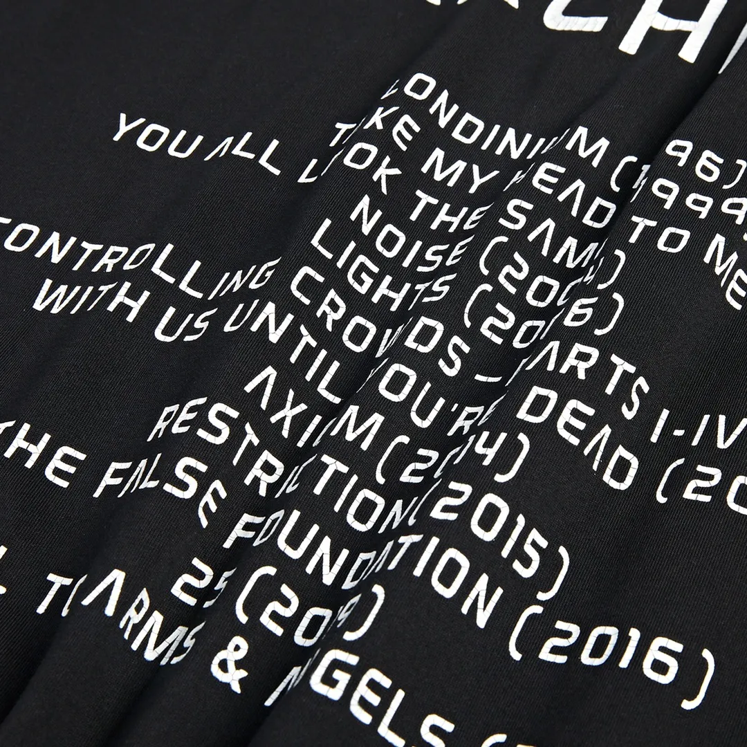 🅿️180 9121# Real shot top version [[BALENCIA*GA] official website quality Paris new joint music collaboration cracked stretch crack short-sleeved T-shirt OS version loose dropped shoulders Unisex style Fabric: 260g 100% cotton double yarn Craftsmanship: front and rear panels left and right sleeves crack print Garment wash worn distressed solid color Color: black (cracked) gray (cracked) Size: XS S M L