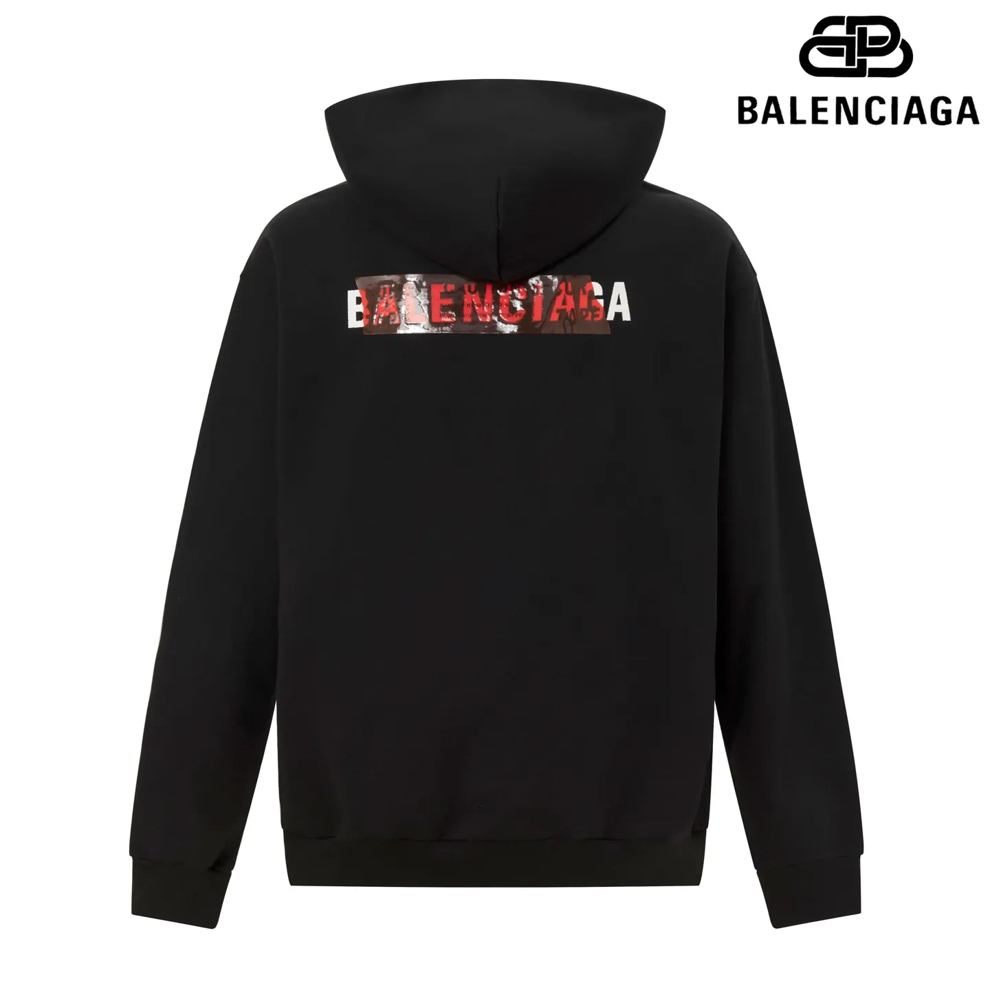 🅿️290 7201# Detailed picture Top version [[BALENCIA*GA] official website quality Paris new front and back letter LOGO embroidered tape taped hooded sweatshirt OS version Loose dropped shoulders Unisex style Fabric: 480g 100% cotton terry Davidson Technique: Front and back embroidery Taping Garment washing Shape fixation Color: Black Blue Size: XS S M L