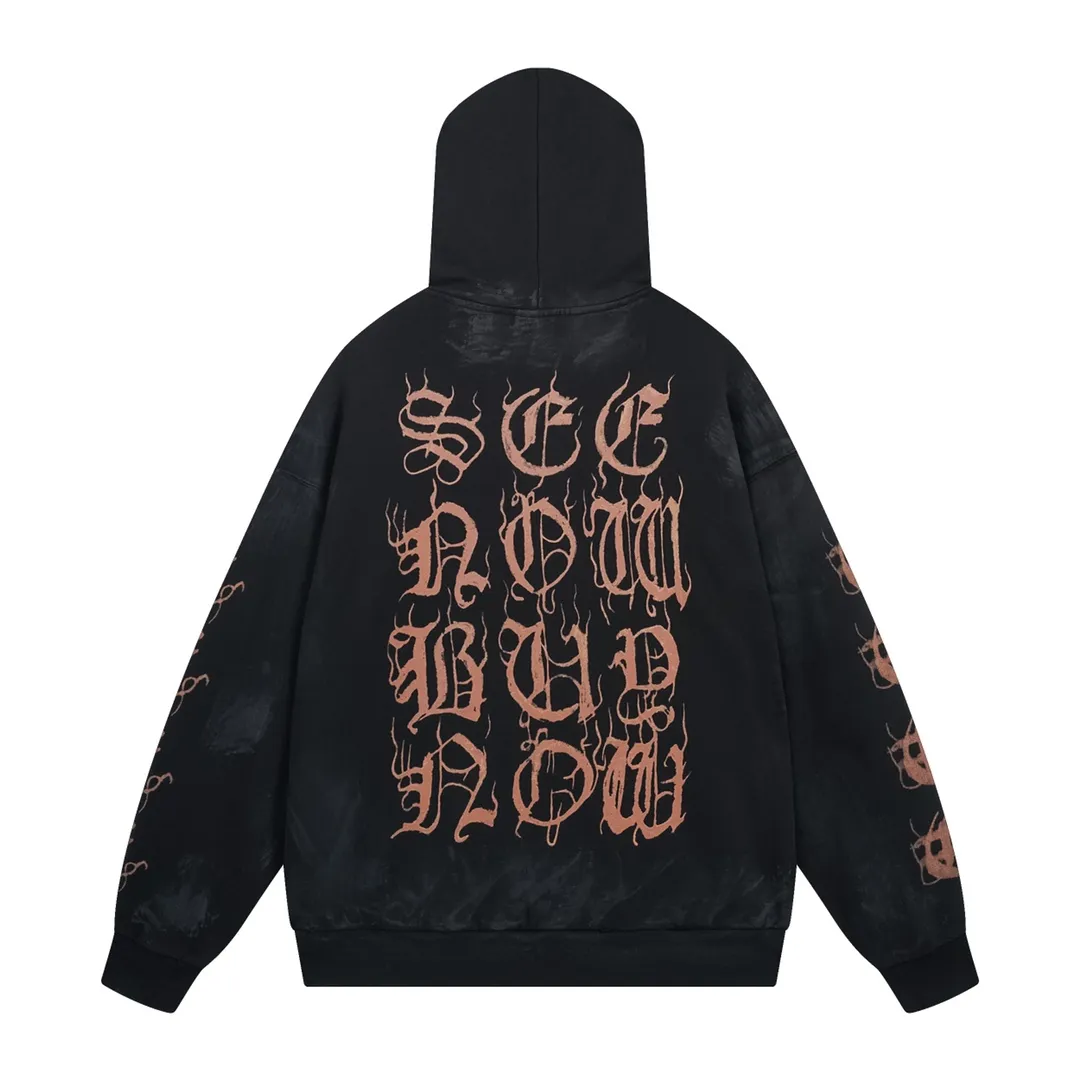 🅿️340 detailed pictures [Top version. Official website quality] BALENCI*GA/Paris. 2024 latest Sanskrit letter LOGO hand-painted graffiti washed and worn hooded sweatshirt. Brick cabinet synchronization. ⚠️Difference in market currency. YB development. Worn. Hand-painted consistent with ZP,‼ ️The fabric is made of Paris ZP custom-woven and dyed cotton terry sweatshirt. The weight is 450 grams. The cloth surface is clean. The cloth pattern is clear, soft and comfortable. The threads are dyed with no color difference. The printing process is extremely complex, and the garments are hand-painted, worn, and distressed, and the process is extremely heavy. Comparisons welcome. The version adopts OS loose shoulder design. Same style for men and women. Code: BL238007 Color: black blue Size: XS S M L
