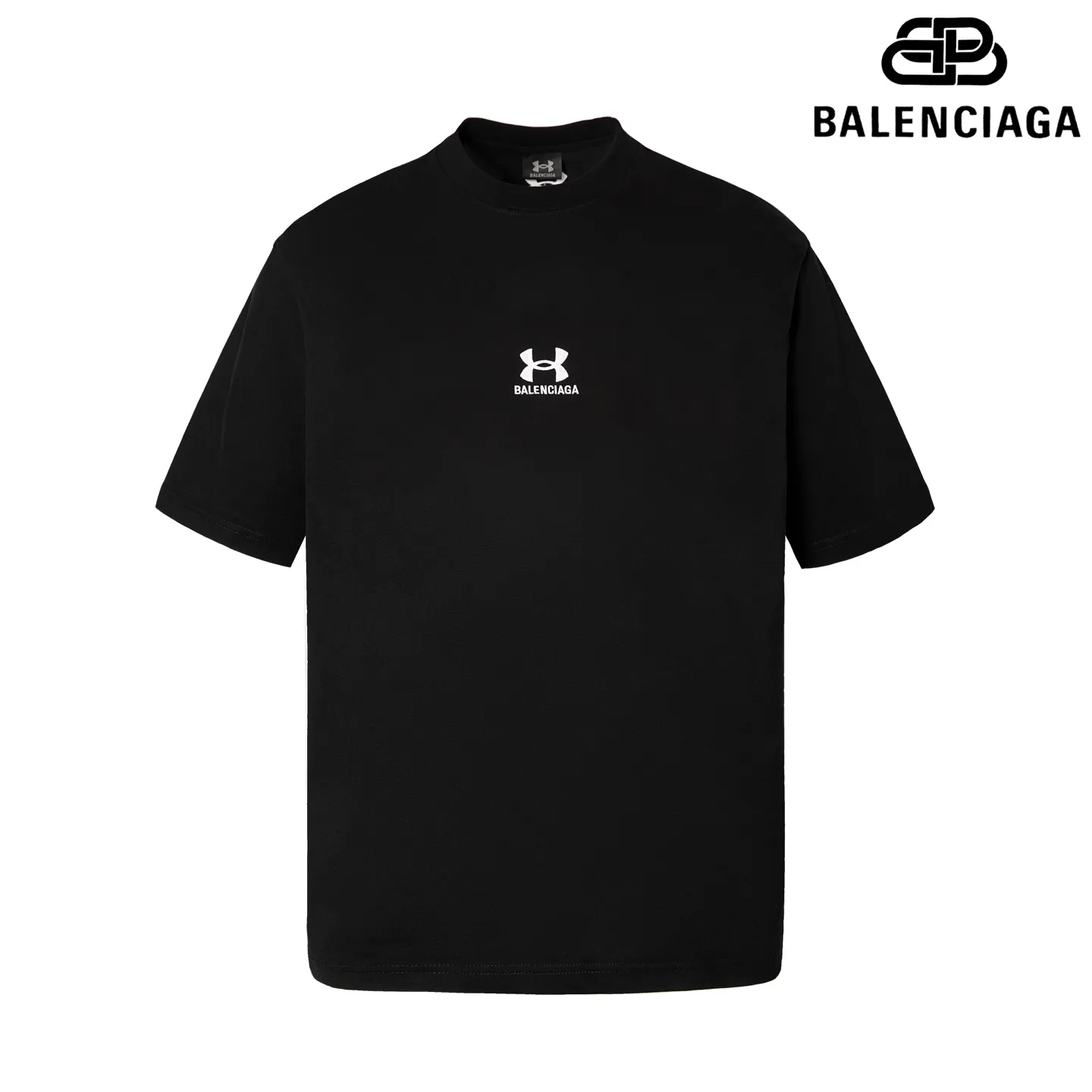 🅿️170 9158# Detailed picture Top version [[BALENCIA*GA] official website quality New Paris co-branded UnderArmour front and rear embroidered short-sleeved T-shirt OS version Loose dropped shoulders Unisex Fabric: 260g 100% cotton double yarn Process: Front and back embroidery Garment washing Shape solid Color: Black Red Size: XS S M L