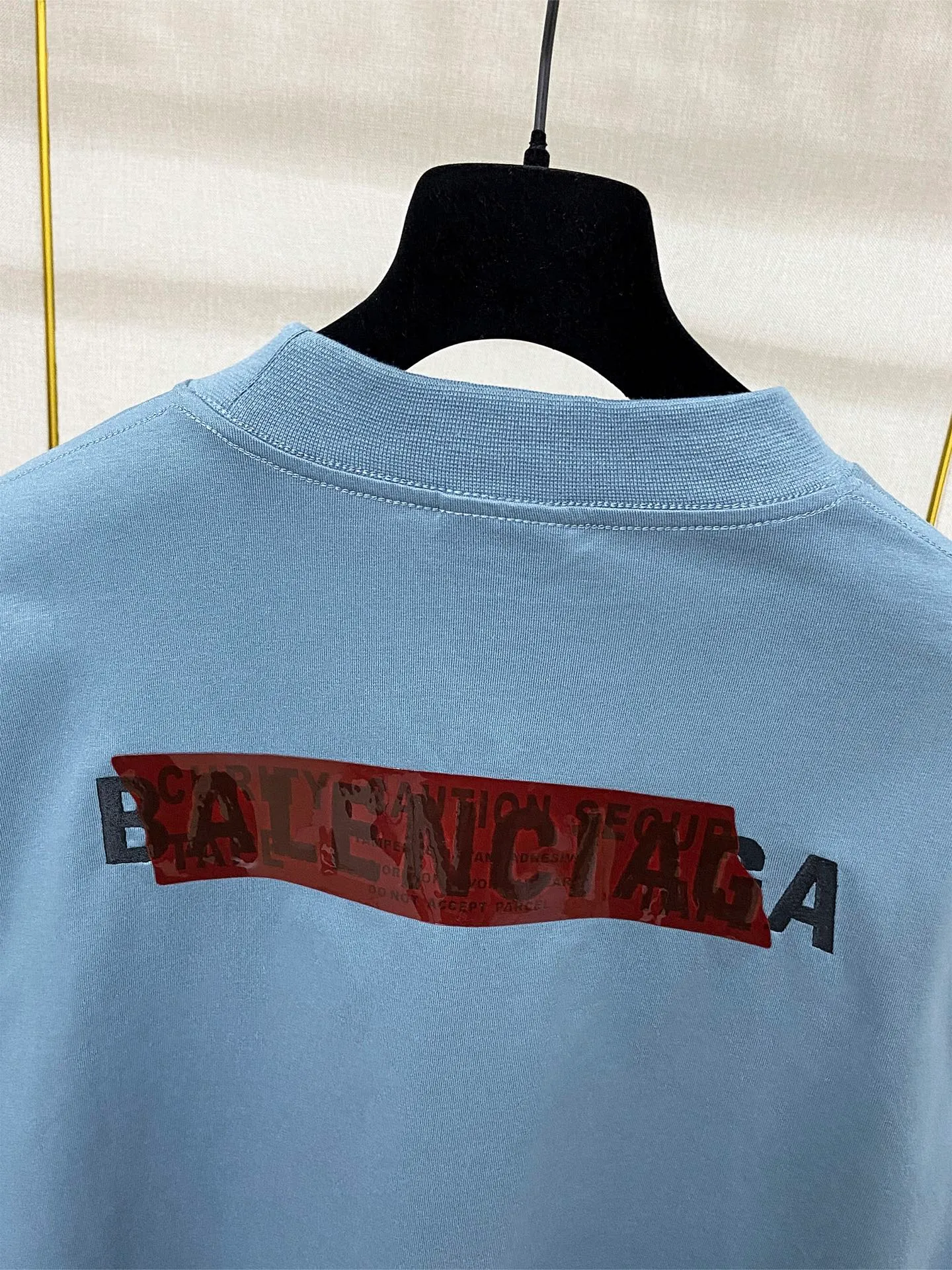 🅿️180 9201# real shot top version [[BALENCIA*GA] official website quality Paris new front and back letter embroidery tape taped short-sleeved T-shirt OS version loose dropped shoulders Unisex style Fabric: 260g 100% cotton double yarn Technology: front and back embroidery front and back taping garment wash shaping solid color Color: black white blue floral gray Size: XS S M L