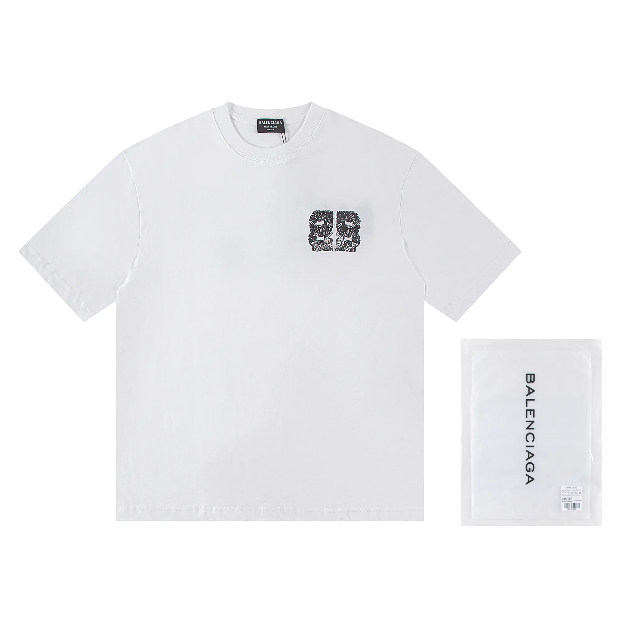 🅿️170 Balenciaga2026 embroidery🪡New T-shirt Material: Made of high version 300g double yarn combed cotton Size: S M L XL Color: black and white Style number: W2808