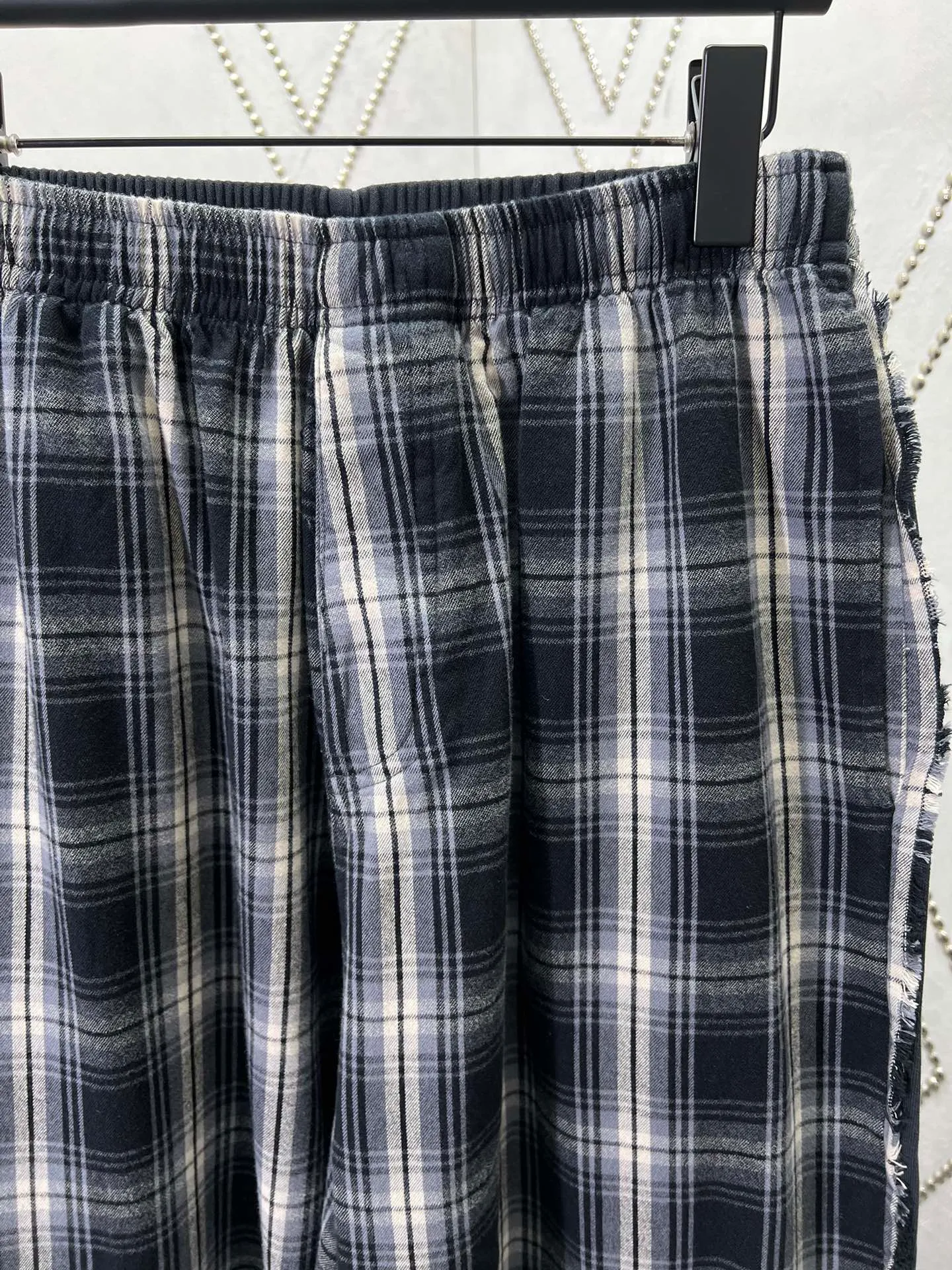 🅿️440 Paris 25ss new custom-dyed plaid splicing loose casual pants, same style for men and women! High version! Size: S.M.L.XL.