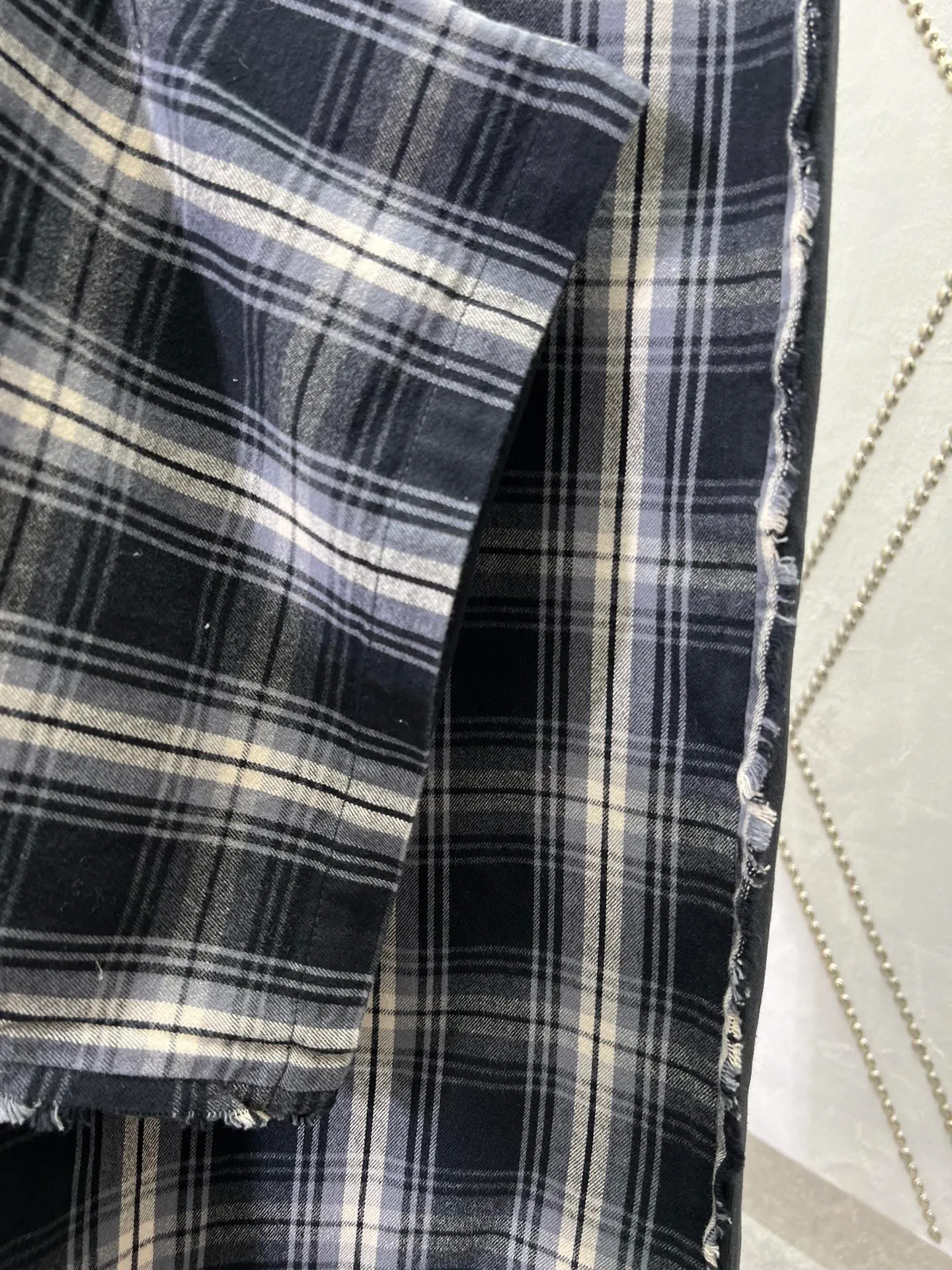 🅿️440 Paris 25ss new custom-dyed plaid splicing loose casual pants, same style for men and women! High version! Size: S.M.L.XL.