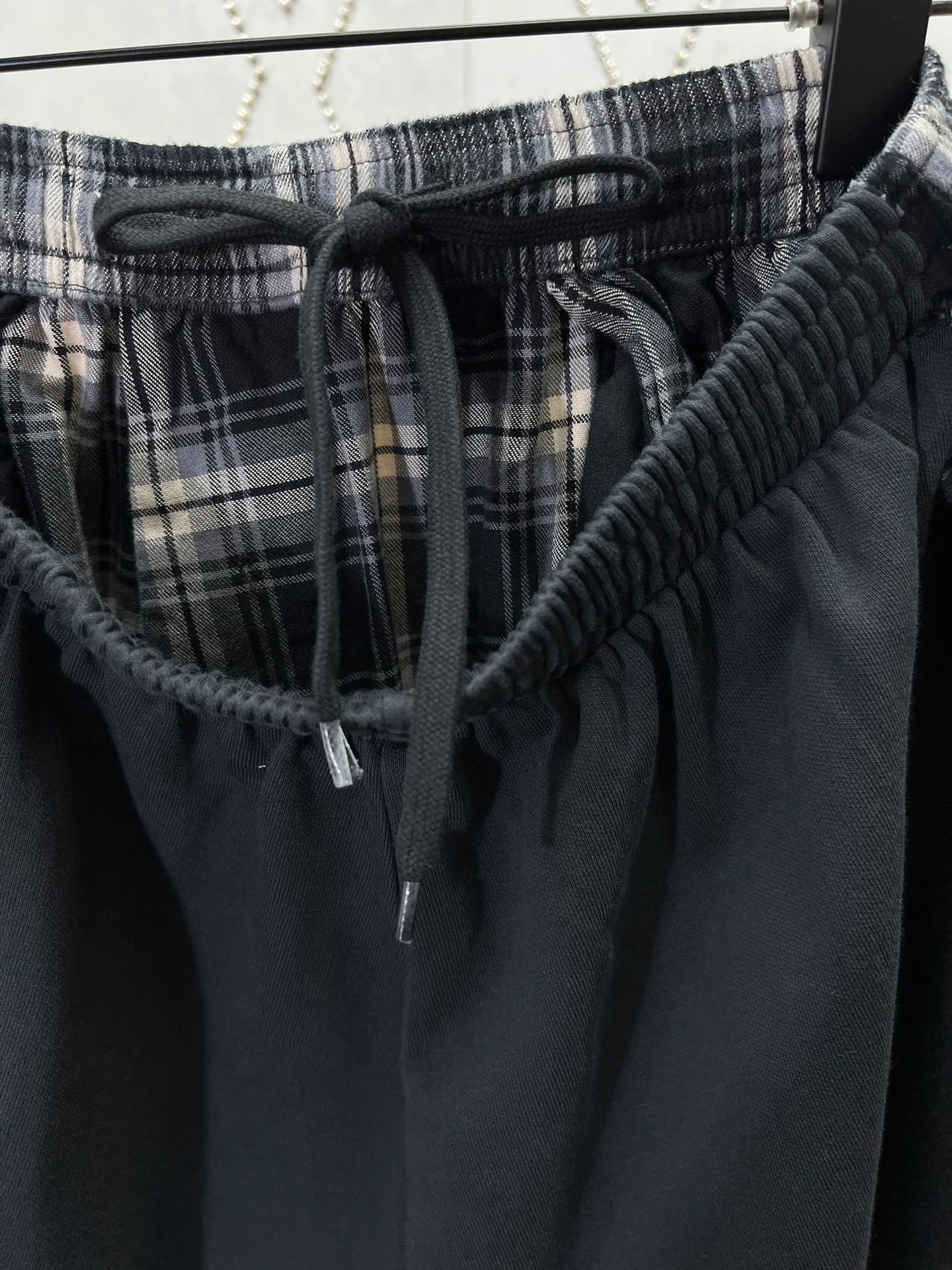 🅿️440 Paris 25ss new custom-dyed plaid splicing loose casual pants, same style for men and women! High version! Size: S.M.L.XL.