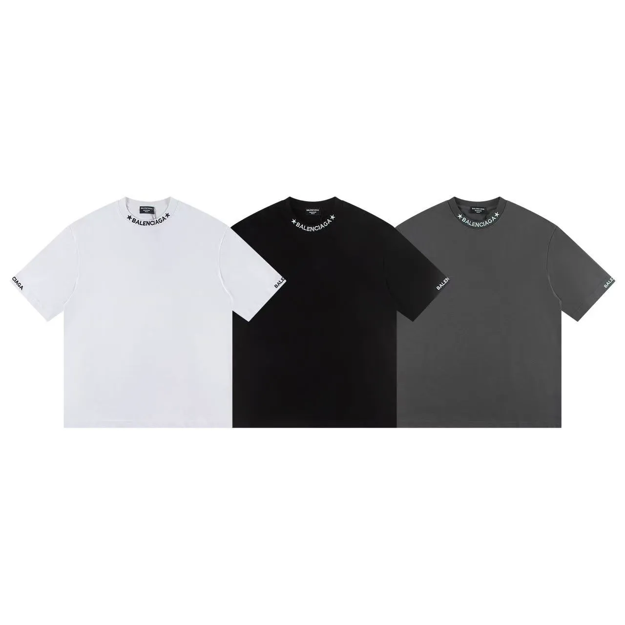 🅿️146 Style: 2026 new Balenciaga embroidered short-sleeved T-shirt Material: High version 300g double yarn combed cotton Size: S～XL Color: Gray Style number: Z032