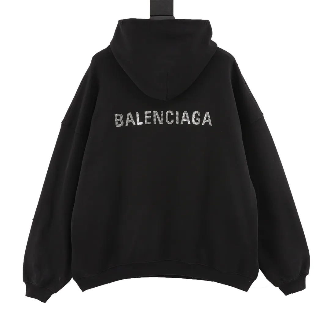 🅿️580 balenciaga/Balenciaga hot diamond mother-in-law hooded sweatshirt uses 26-count pure cotton double yarn plain weave, 580G double yarn combed pure cotton high-end dust-free fabric, 21-count double yarn flat machine rib, 18SJC yarn, 70D ultra-fine elastic stitching, nearly non-sensory routing, close-fitting and comfortable , analysis of the original ZP mold opening costing 7800+, the top enzyme washing hair removal process is not common in the market and is low-cost, the singeing plus hair eating process has a clear face, no burrs and dust, the face is lightly sanded, the hand feels delicate and soft, and the loose and large size is available. Size：S-L