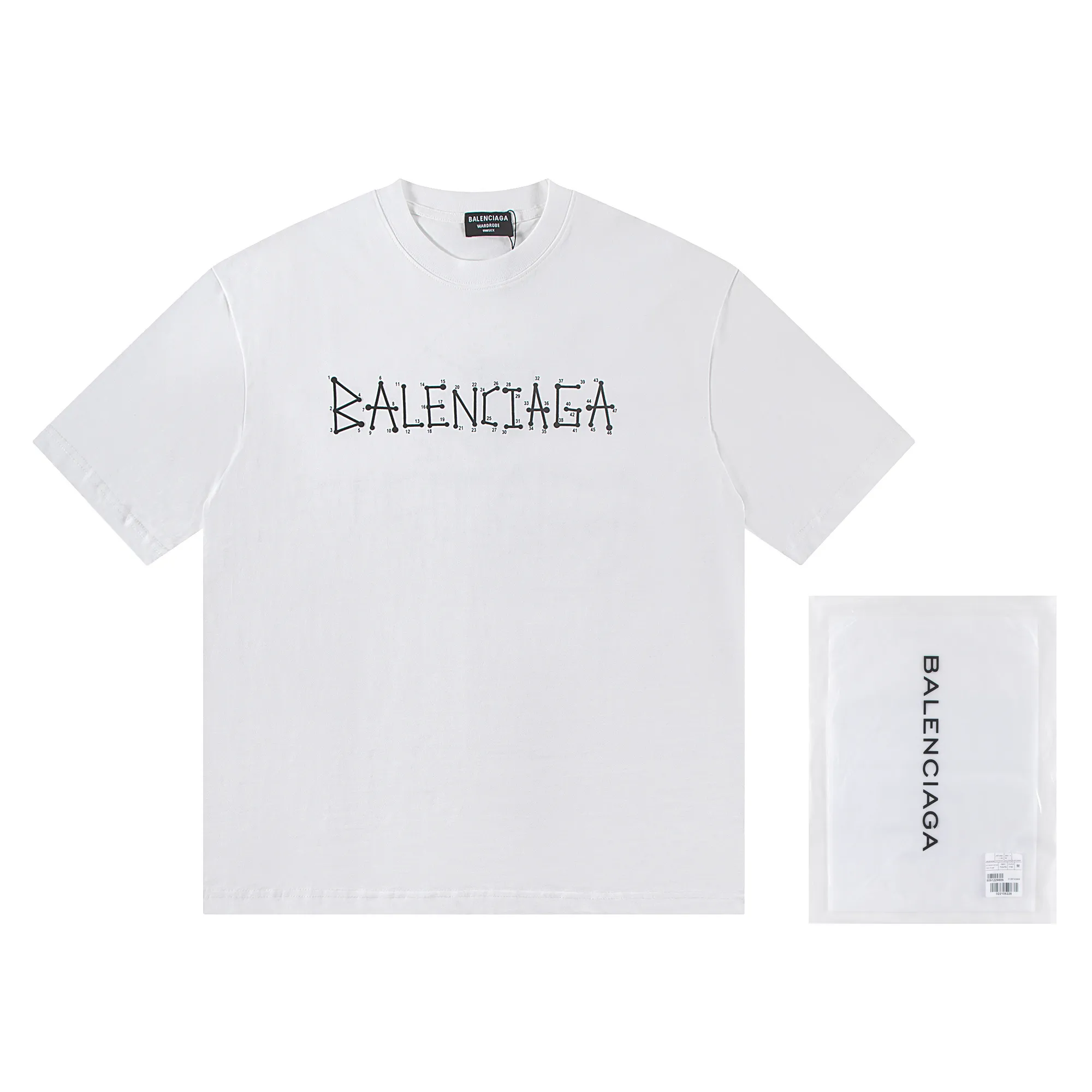 🅿️160 Balenciaga2026 new nail chain T-shirt Material: Made of high version 300g double yarn combed cotton Size: S M L XL Color: black and white Style number: W2805