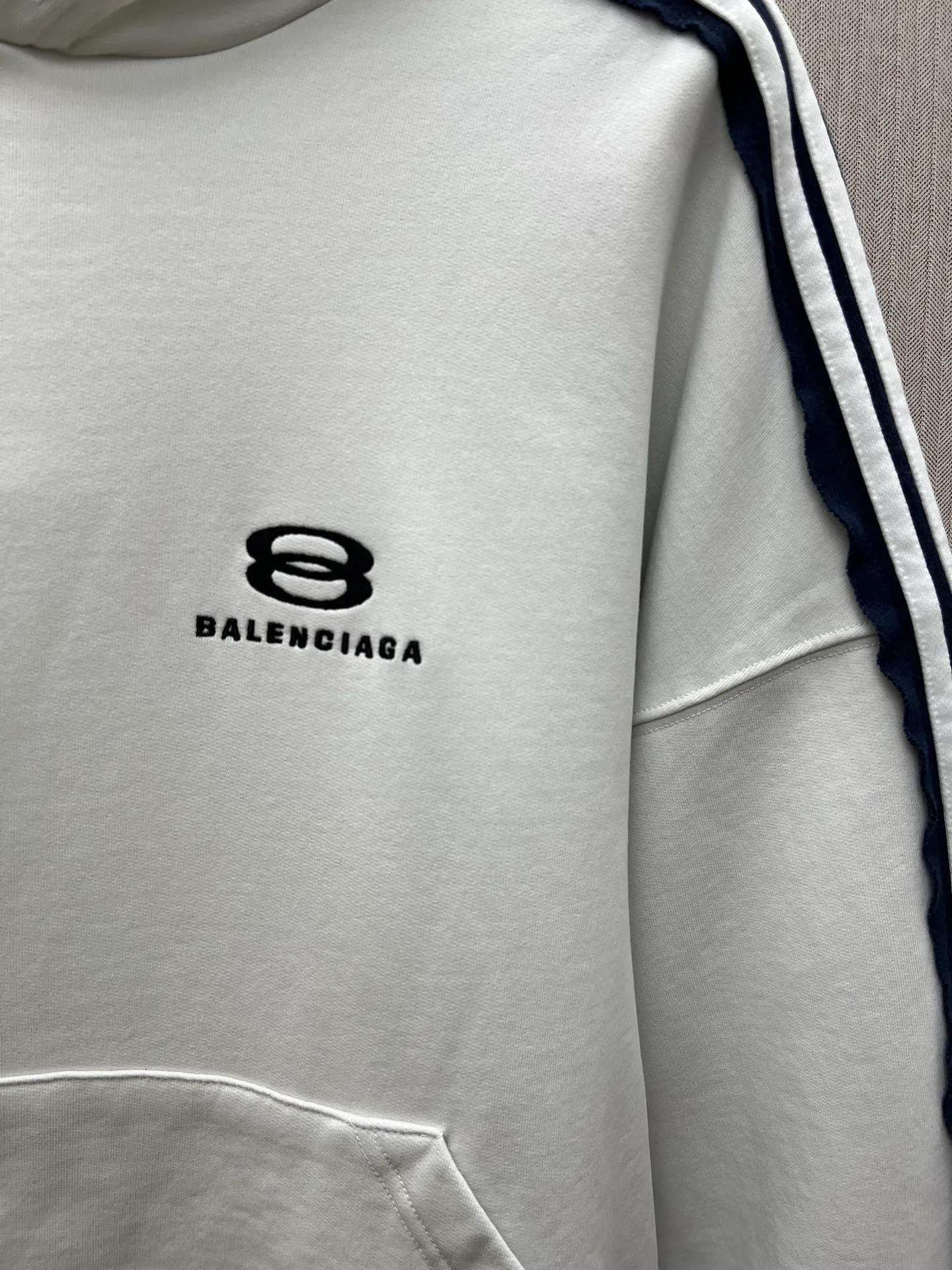🅿️490 Paris 25ss new Unity Sports Icon Hoodie white gray and navy blue large version hooded sweatshirt Size: 0.1.2.3.
