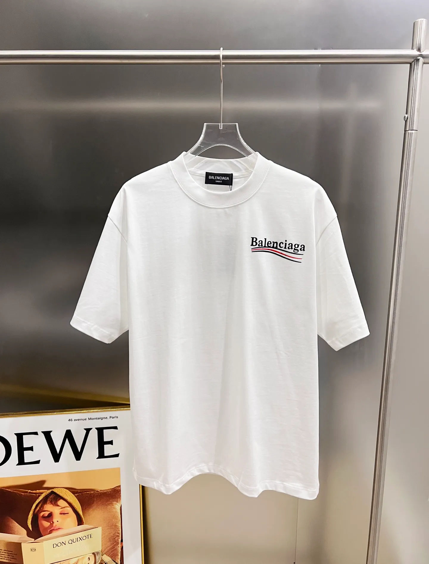 🅿️190 BAL Balenciaga 2025 autumn and winter new short-sleeved T-shirt, classic Coke logo printing + hot diamond process, loose version for men and women, S M L XL XXL, five sizes, color: black, white, Angora red