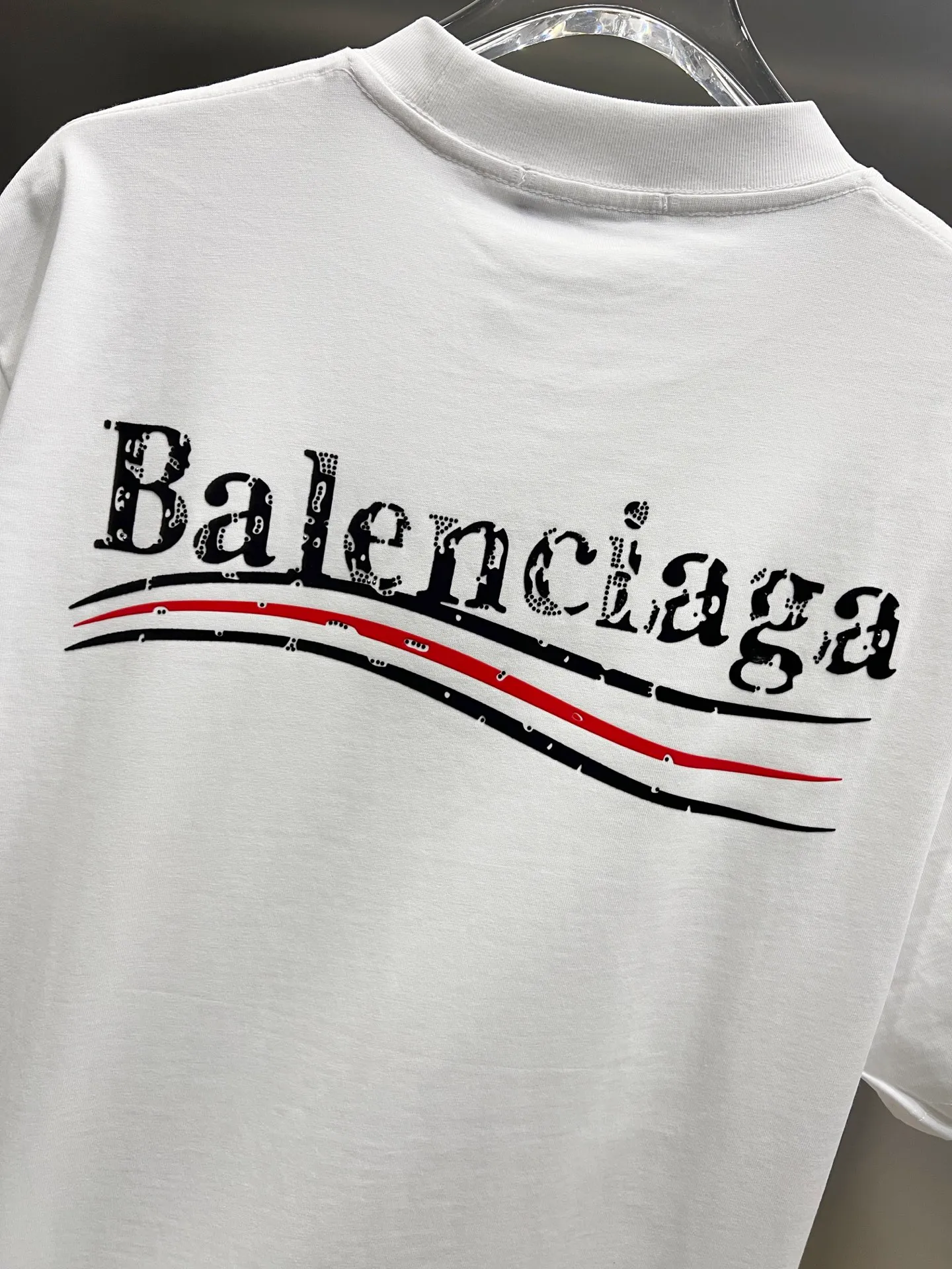🅿️190 BAL Balenciaga 2025 autumn and winter new short-sleeved T-shirt, classic Coke logo printing + hot diamond process, loose version for men and women, S M L XL XXL, five sizes, color: black, white, Angora red