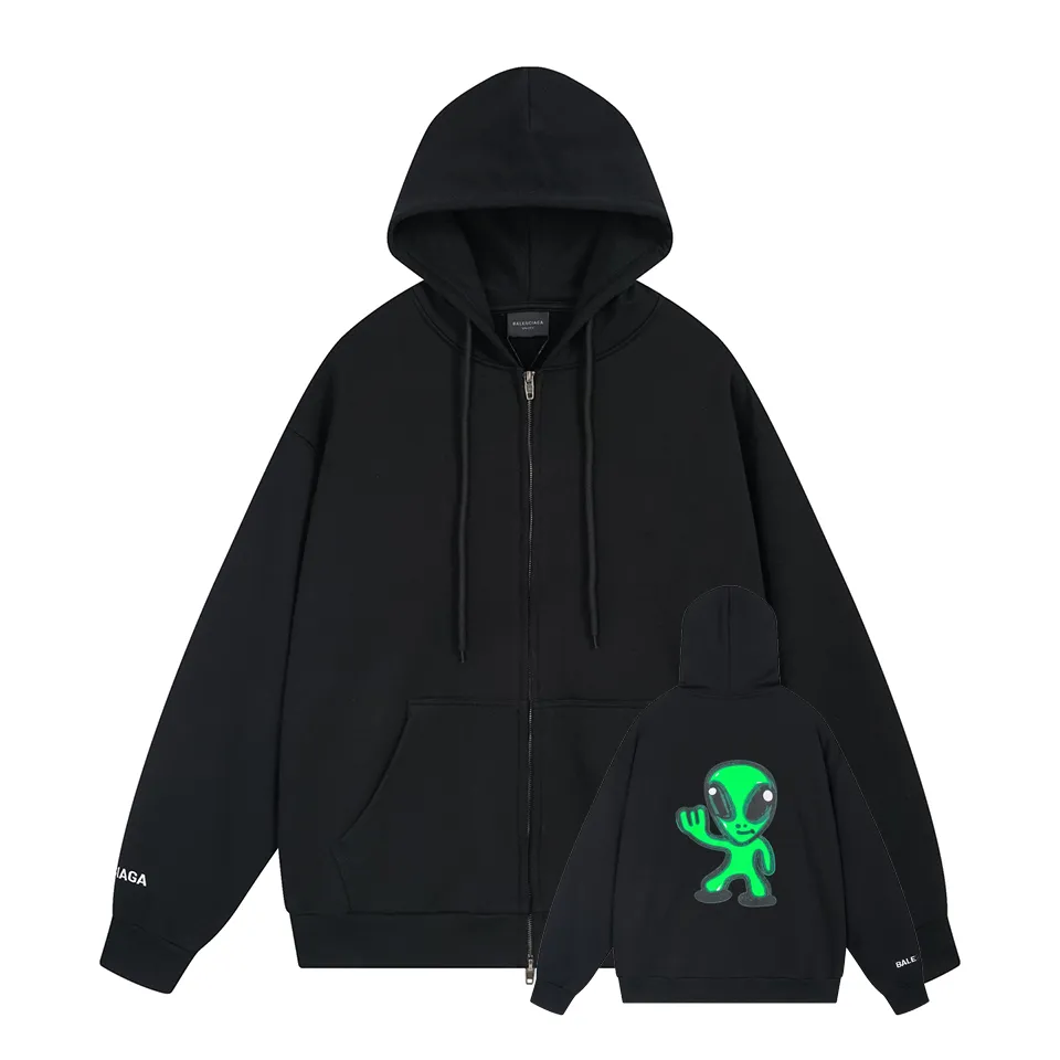 🅿️420 - BALENCI*GA Paris hitg there+dripley artistic hooded zipper sweatshirt. The back pattern is printed with computer direct printing. Luminous effect. The sleeves are finely embroidered with imported Tajima embroidery machine. Customized matching hardware. The letters are clear. The effect is three-dimensional. Exclusively pattern-woven and dyed 460g fabric. Threads are dyed in the same cylinder with zero color difference. Brick cabinet synchronization. Welcome to compare. Same style for men and women -Color: floral gray black -SIZE: Xs S M L style number 8981#