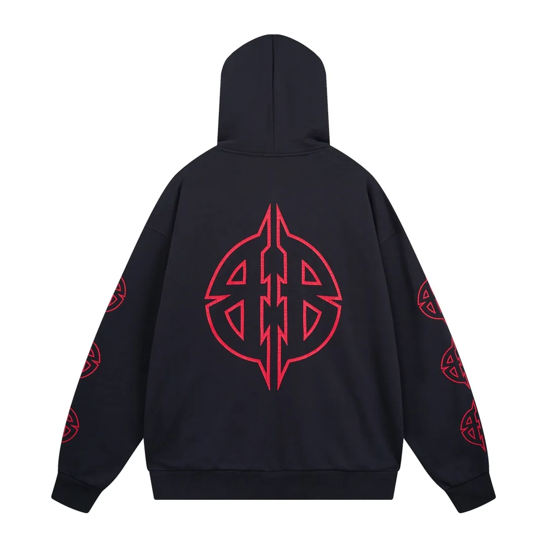 🅿️310 Detailed picture [Top version. Official website quality] BALENCI*GA/Paris. 2024 new style. Classic LOGO split print hooded sweatshirt. Brick cabinets are synchronized. Genuine products are developed at the first time, and you can print and compare! The fabric is made of Paris ZP custom-woven and dyed 100% cotton double-yarn compact cotton. The weight is 450 grams. The cloth surface is clean. The cloth pattern is clear, soft and comfortable. The threads are dyed with no color difference. The classic printing is made of environmentally friendly imported materials, and the letters are cracked and printed. The letters are clear and the effect is three-dimensional. Restored brick cabinet. Ready-made clothes are washed and distressed, different market currency, welcome to compare, the version adopts OS loose shoulder version. Same style for men and women Coding: BL238077 Color: Dark blue gray Size: XS S M L